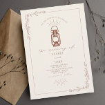 Convites Vintage Lanterna Rustic FloralTerracotta Wedding<br><div class="desc">A ilustração colorida de Terracotta da lanterna de óleo do estilo de safra com borda botânica de arte de linha. O fundo está esbranquiçado.</div>
