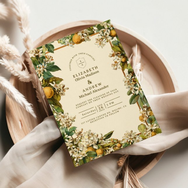 Convites Vintage Lemon Blossom Botanical Wedding (Criador carregado)