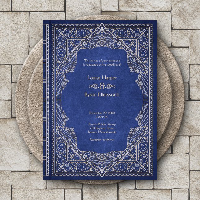 Convites Vintage Library Book Wedding (Criador carregado)