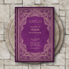 Convites Vintage Library Book Wedding