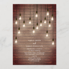 Convites Vintage Lightbulbs Casamento de Madeira