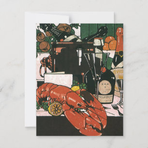 Convites Vintage Lobster Fest Champagne; Partido Elegante