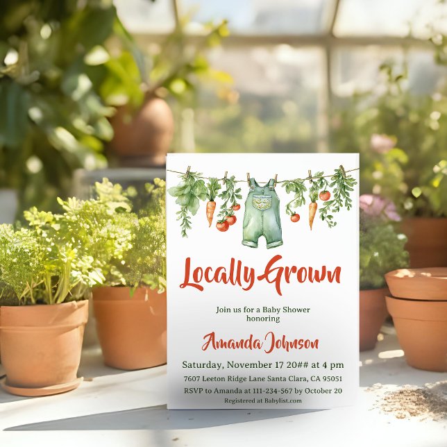 Convites Vintage Locally Grown Rustic Garden Baby Shower (Criador carregado)