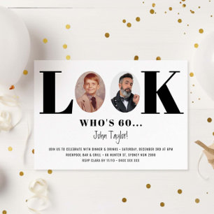 Convites Vintage Look Who's Birthday Photo Invitation