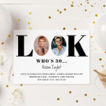 Convites Vintage Look Who's Birthday Photo Invitation<br><div class="desc">Este convite de festas aniversário de 30 anos único é perfeito para qualquer festa de aniversário. Substitua as fotos por uma de sua infância e fotos atuais e personalize o texto de acordo com o seu gosto. A idade pode ser alterada para a sua idade. A parte traseira da placa...</div>