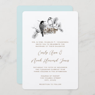 Convites Vintage Love Birds White Notes