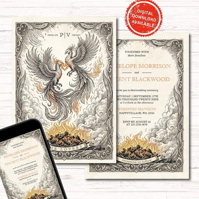 Convites Vintage Love | Tarot Wedding Invitation (Criador carregado)