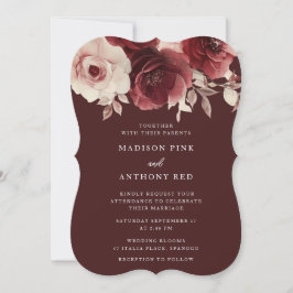 Convites Vintage Luxe Radiance Burgundy Casamento
