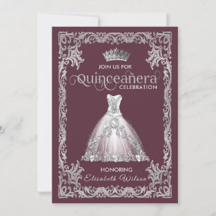 Convites Vintage luxuosa tiara Quinceañera
