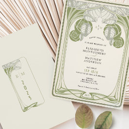 Convites Vintage Mackintosh Trees em Bloom Sage Green