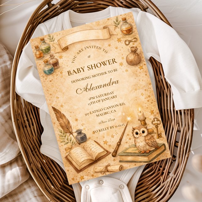 Convites Vintage Magic Potion Baby Shower (Criador carregado)