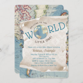 Convites Vintage Map Baby Shower Invations