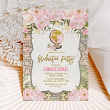 Vintage Map Viagem Floral Adventure Graduação