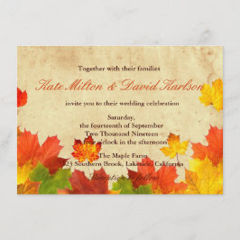 Convites Vintage Maple Deixa Cores Caindo Casamento