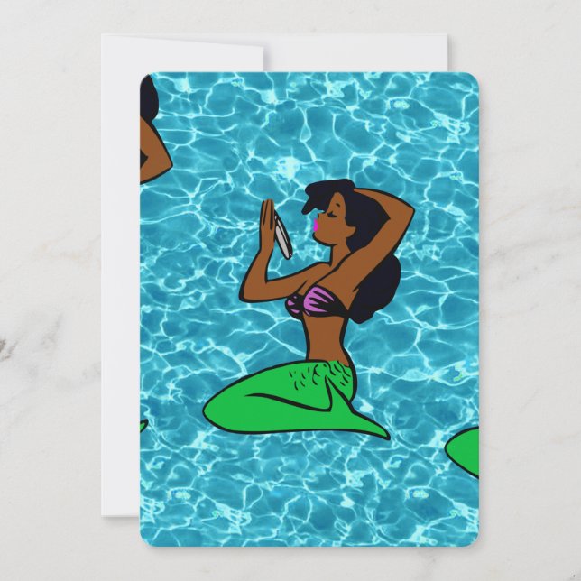 Convites vintage mar da sereia africana (Frente)