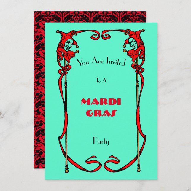 Convites Vintage Mardi Gras Invitation Modelo (Frente/Verso)