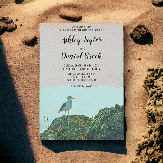 Convites Vintage marinho costeiro destino casamento (Criador carregado)