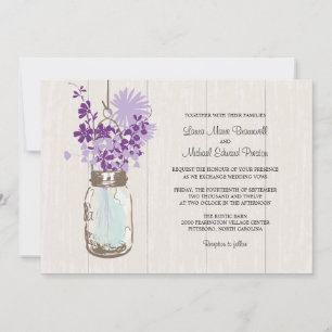 Convites Vintage Mason Jar e Wildflower Wedding