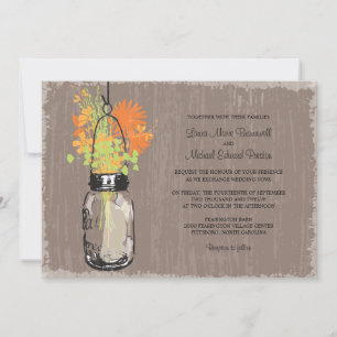 Convites Vintage Mason Jar e Wildflower Wedding