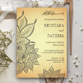 Convites Vintage Mehendi Henna Casamento Islâmico