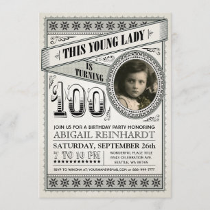 Convites Vintage Milestone Aniversário Convida Sua Foto