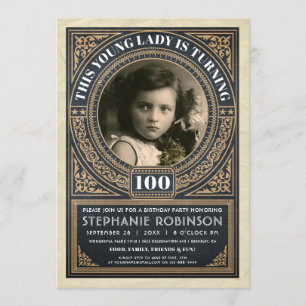 Convites Vintage Milestone Birthday convoca sua foto