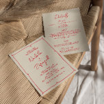 Convites Vintage Modern Escrito À Mão Em Um Único Casamento<br><div class="desc">Este convite para o casamento é perfeito para o seu casamento se você está procurando por um elegante e único e fácil editável, tudo em um convite. Um simples e elegante convite vermelho magenta modelo de dois lados. como você vê, ele apresenta um fundo bege creme puro. E a mão...</div>