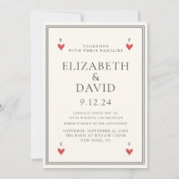 Vintage Modern joga cartas corações Casamento Simp