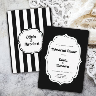 Convites Vintage Modern Stripe Rehearsal Dinner Invitation