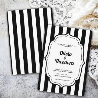 Convites Vintage Modern Stripe Wedding Invitation