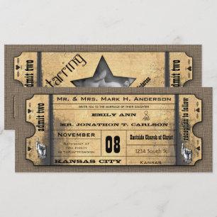 Convites Vintage Modern Typography Ticket Wedding