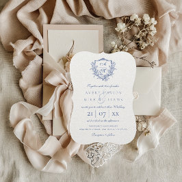 Convites Vintage Monograma Dusty Casamento Azul