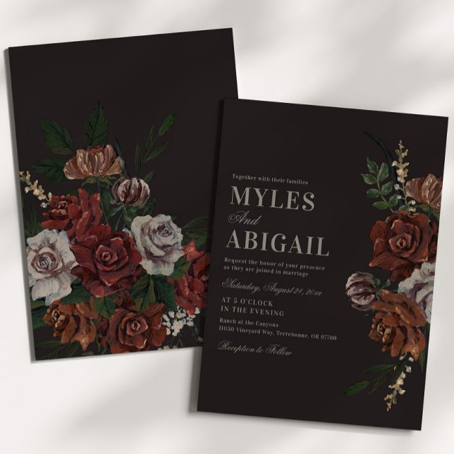 Convites Vintage Moody Florals Wedding Invitation (Criador carregado)