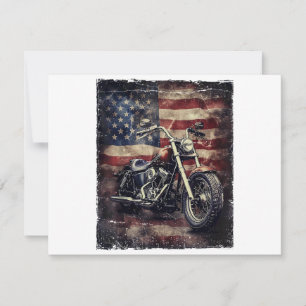 Convites Vintage Motorcycle USA Flag Retro Biker American