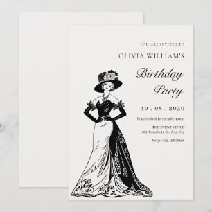 Convites Vintage, mulher elegante