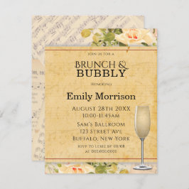 Convites Vintage Musical Floral Brunch & Bubbles Invites