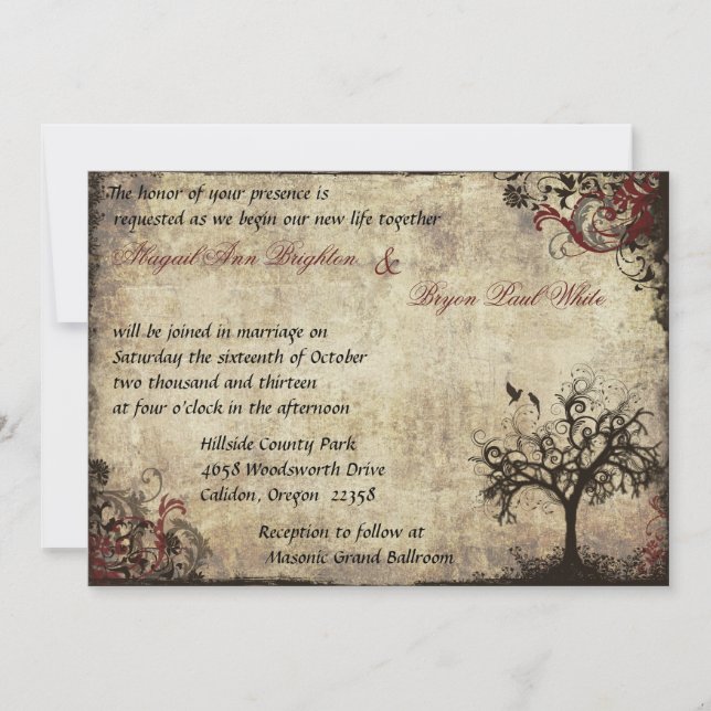 Convites Vintage New Life Weditation in Wine (Frente)