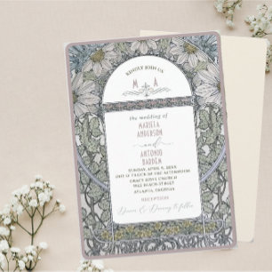 Convites Vintage Nouveau Watercolor WeddiConvite