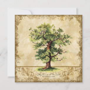 Convites Vintage Oak Tree of Life Swirl Etchings