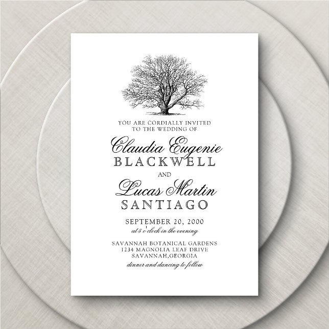 Convites Vintage Oak Tree Southern Wedding (Criador carregado)