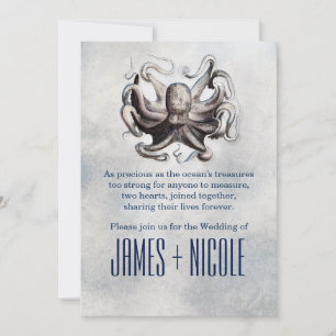 Convites Vintage Octopus Sea Salt Beach Casamentos