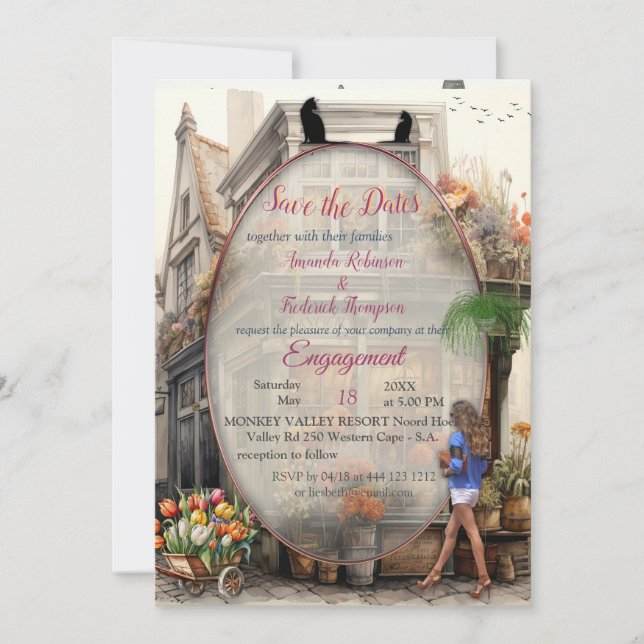 Convites Vintage Old Amsterdam Art (Frente)