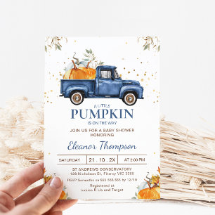 Convites Vintage Orange Boys Pumpkin Truck Chá de fraldas