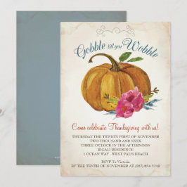 Convites Vintage Orange Pumpkin Janto da Família de Ação de