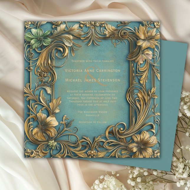 Convites Vintage Ornamentado Casamento Romântico (Criador carregado)