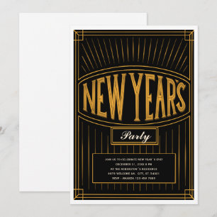 Convites Vintage Ouro Black Eve Party