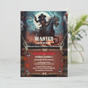 Convites Vintage Outlaw Skull & Bones Halloween Party Invit