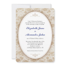 Vintage Oval em Burlap e Lace Wedding