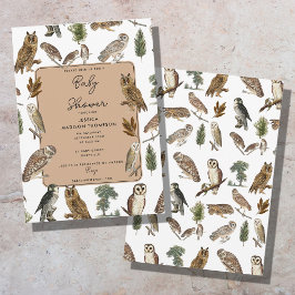 Convites Vintage Owl Watercolor Forest Chá de fraldas