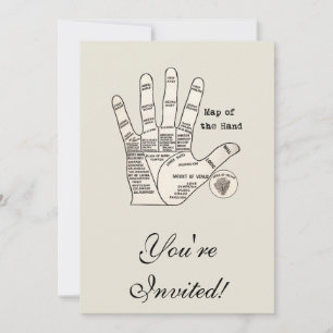 Convites Vintage palm lendo fortuna palmística